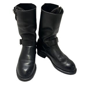 Work America Boots Size 7EE Black Engineer Leather USA Soft Toe Vibram Sole